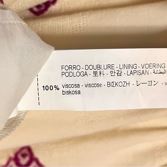 Zara Rustic Dress Womens Large Embroidered Midi Cottagecore Ivory Purple Boho - Picture 14 of 15